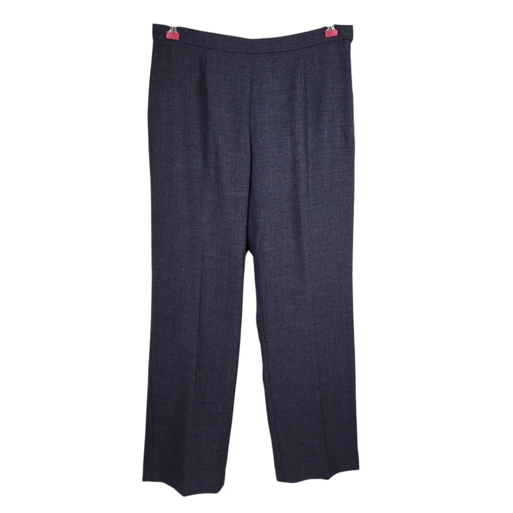 Kasper Wool Pants Size 12P Gray Pleated Fully Lined Side Zip Straight Trouser